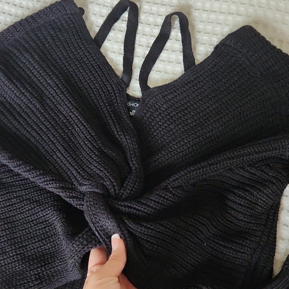 Chunky knit tie long sleeve Fashion nova sweater M Goth BASICS - Picture 5 of 11